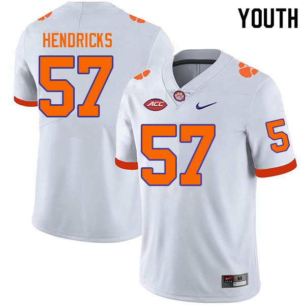 Youth #57 Jacob Hendricks Clemson Tigers College Football Jerseys Sale-White